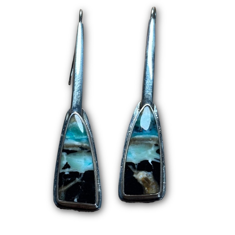 Sterling Silver Chrysocolla Scenic Dangle Earrings